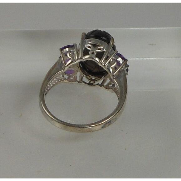 Handcrafted Sterling Silver Ring with Natural Amethyst Chalcedony Size 8 5.7gram - Picture 2 of 5